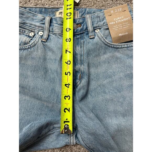 NWD Madewell Petite Curvy 90s Straight Leg Jeans Blue Revoir Wash Ripped Size 23 - Picture 14 of 15